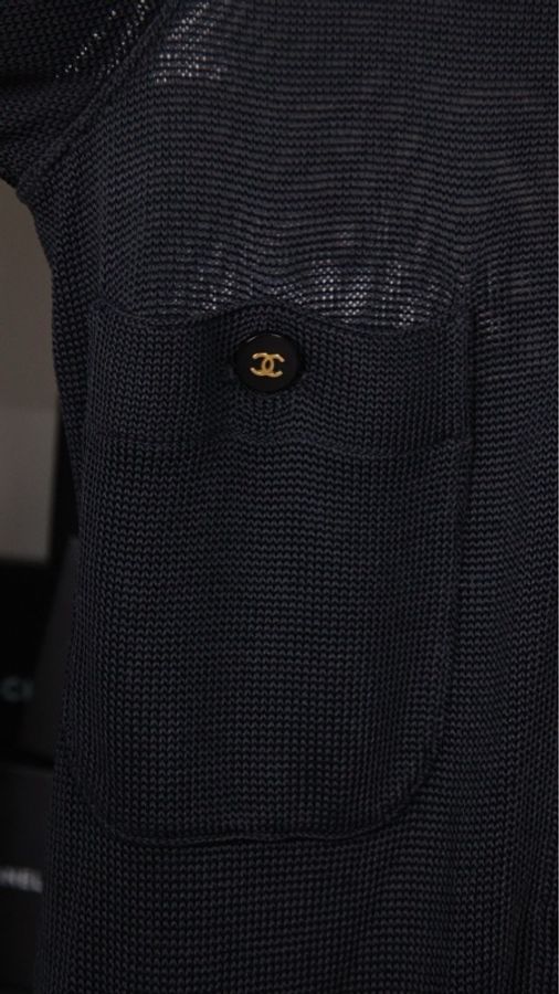 Chanel 95年黑金针织两口袋开衫外套-28