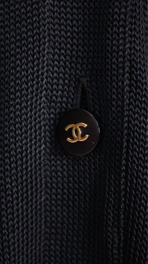 Chanel 95年黑金针织两口袋开衫外套-56