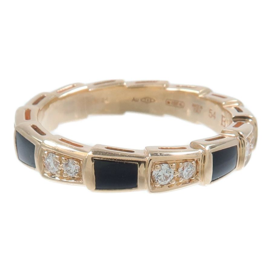 BVLGARI 18K玫瑰金Serpenti Viper縞瑪瑙戒指-2