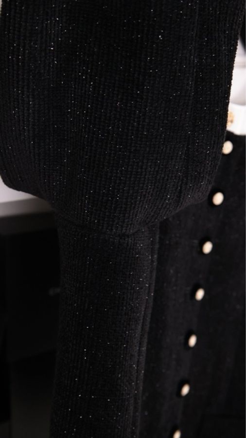 Chanel 20A高级手工坊系列秀款周迅同款丝绒真丝领口黑色鸵鸟毛流苏滚边上衣外套可拆卸-33