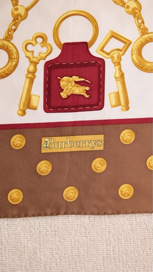 Burberry彩色棋盘格金钥匙真丝丝巾-5