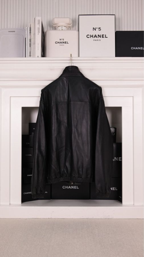 Ralph Lauren黑色皮革两口袋拉链夹克外套-4