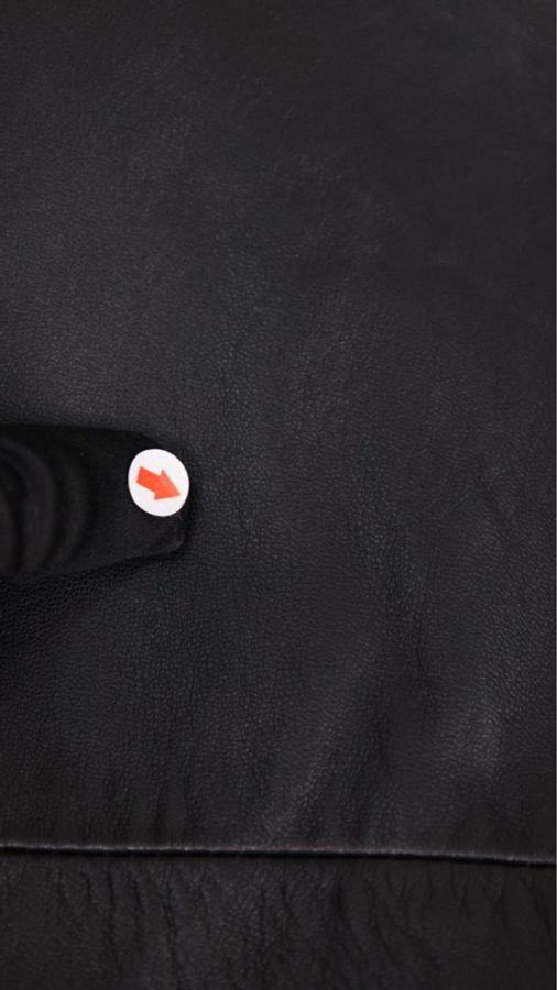 Ralph Lauren黑色皮革两口袋拉链夹克外套-40