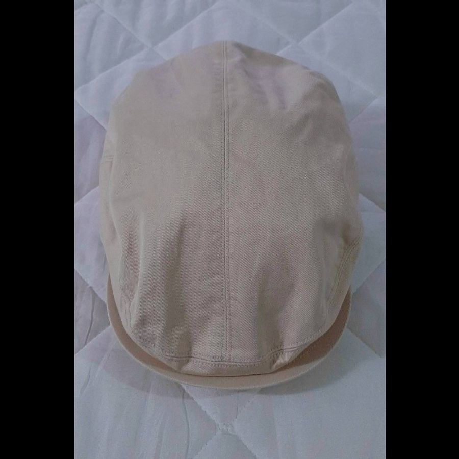 (日本製MIJ)絕版BURBERRY 博柏利 BLUE LABEL 藍標 戰馬 男卡其色貝雷帽59CM(帽況請詳內文)-1