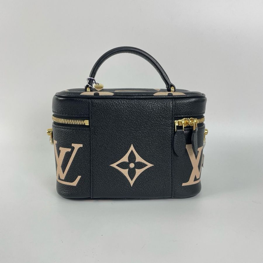 LV/路易威登 Vanity黑白拼花牛皮黑色小號化妝盒子包手提包斜挎包 芯片款-2