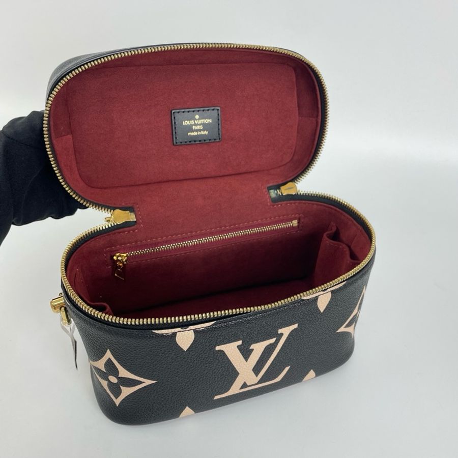 LV/路易威登 Vanity黑白拼花牛皮黑色小號化妝盒子包手提包斜挎包 芯片款-7