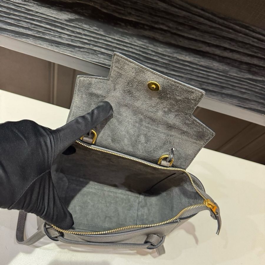 Celine/賽琳 灰色鯰魚包手提包斜挎包-7