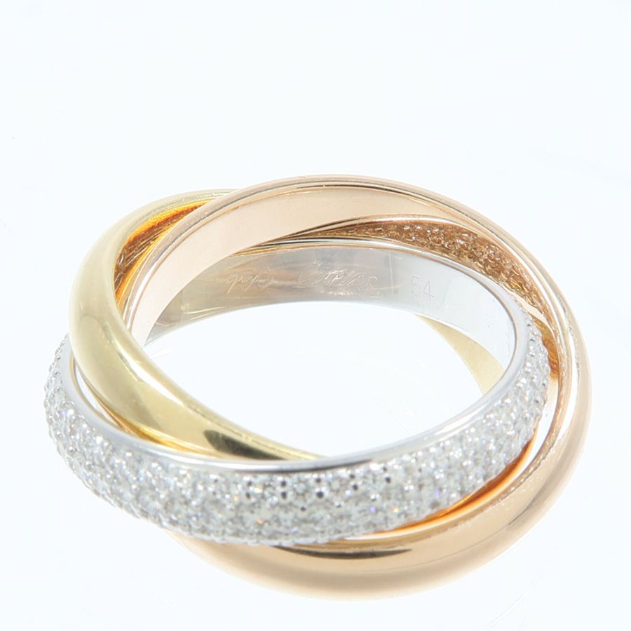 CARTIER 18K黃金/白金/玫瑰金Trinity Diamond Ring鑽石戒指-4