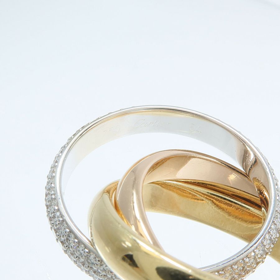 CARTIER 18K黃金/白金/玫瑰金Trinity Diamond Ring鑽石戒指-5