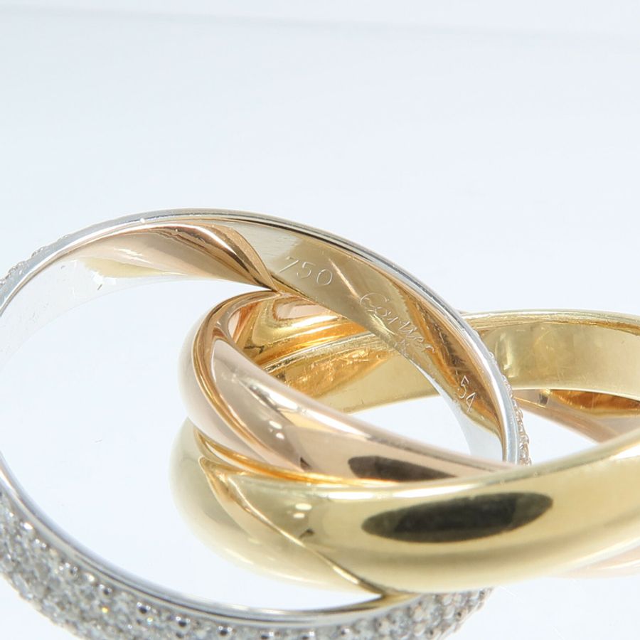 CARTIER 18K黃金/白金/玫瑰金Trinity Diamond Ring鑽石戒指-6