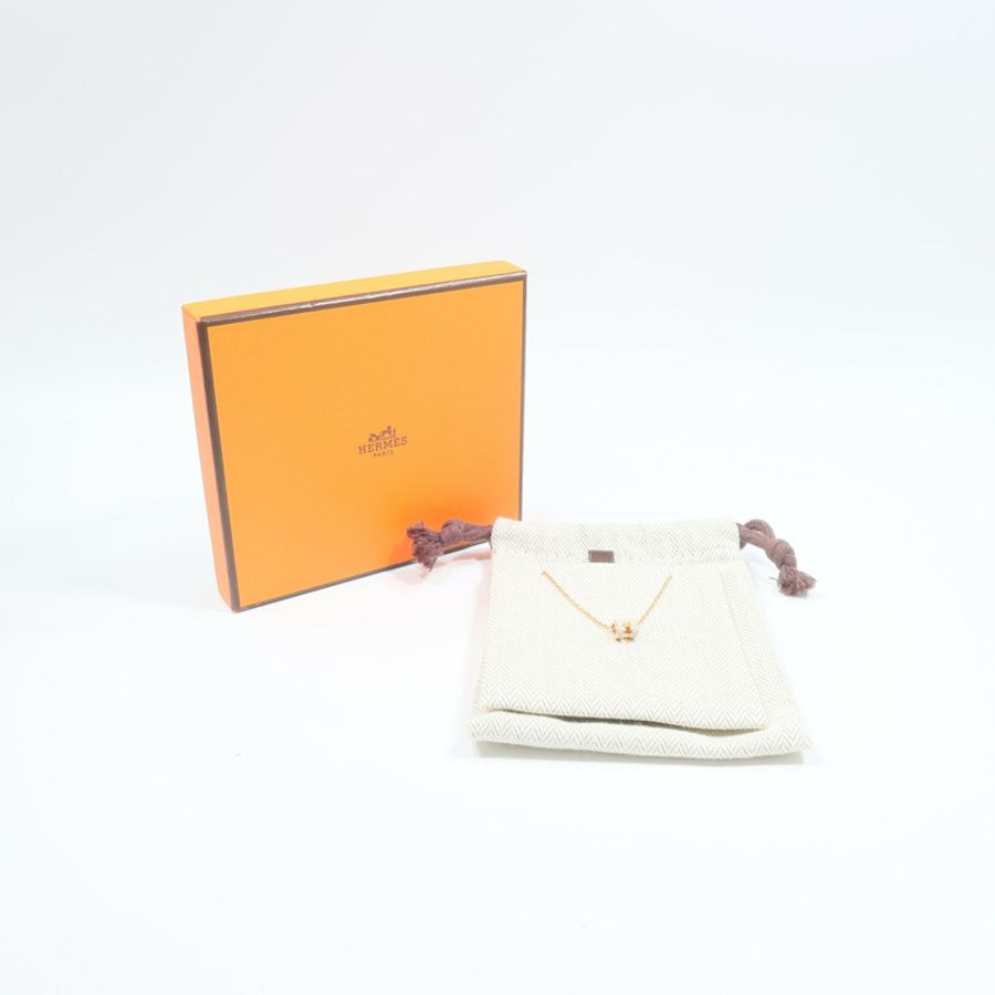 HERMES 金屬Mini Pop H Necklace項鍊Marron Glace-7