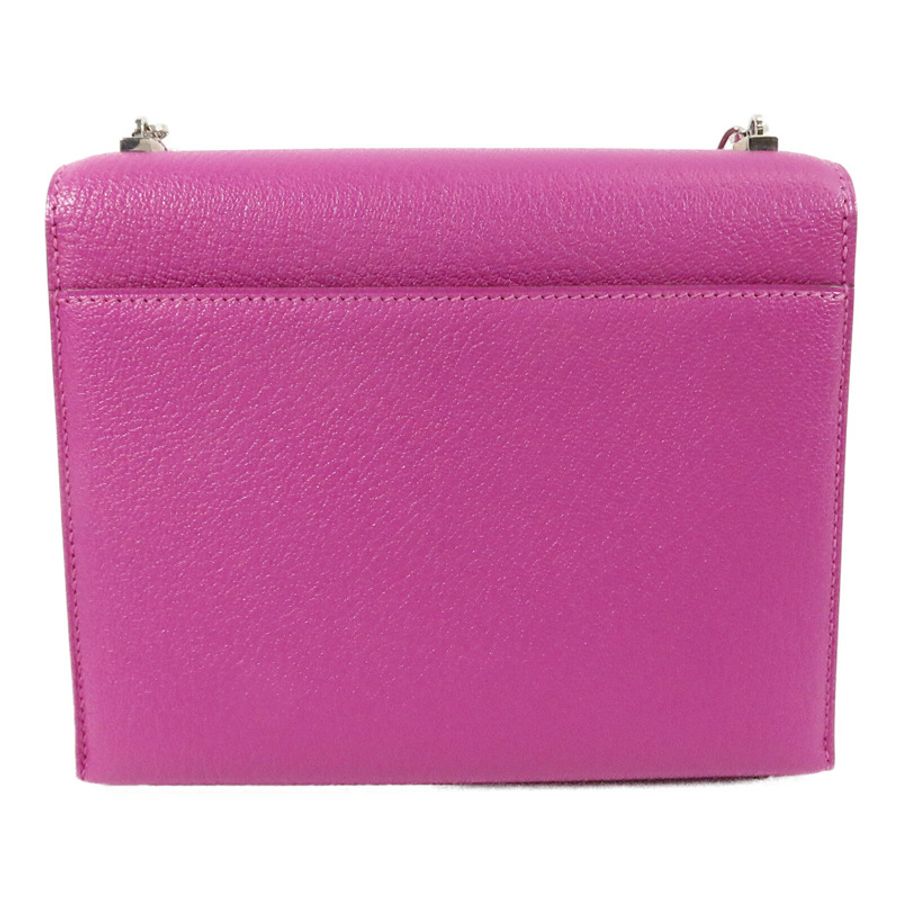 HERMES Chevre皮革Verrou Mini鏈帶肩背袋Rose Purple-1