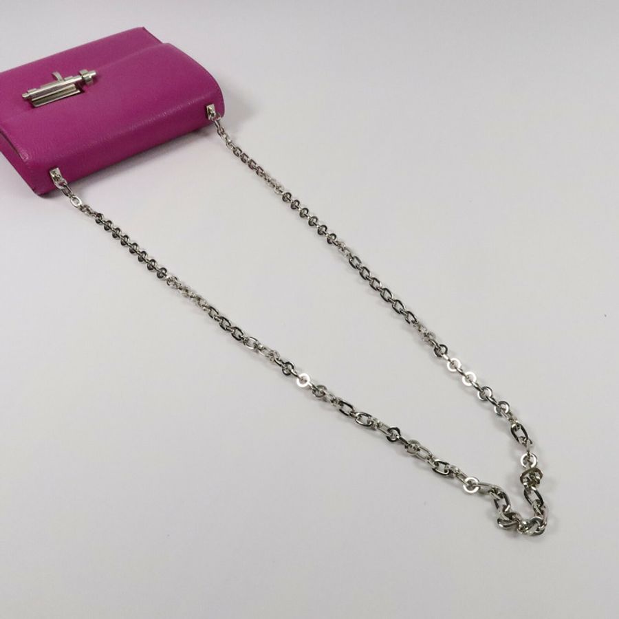 HERMES Chevre皮革Verrou Mini鏈帶肩背袋Rose Purple-8