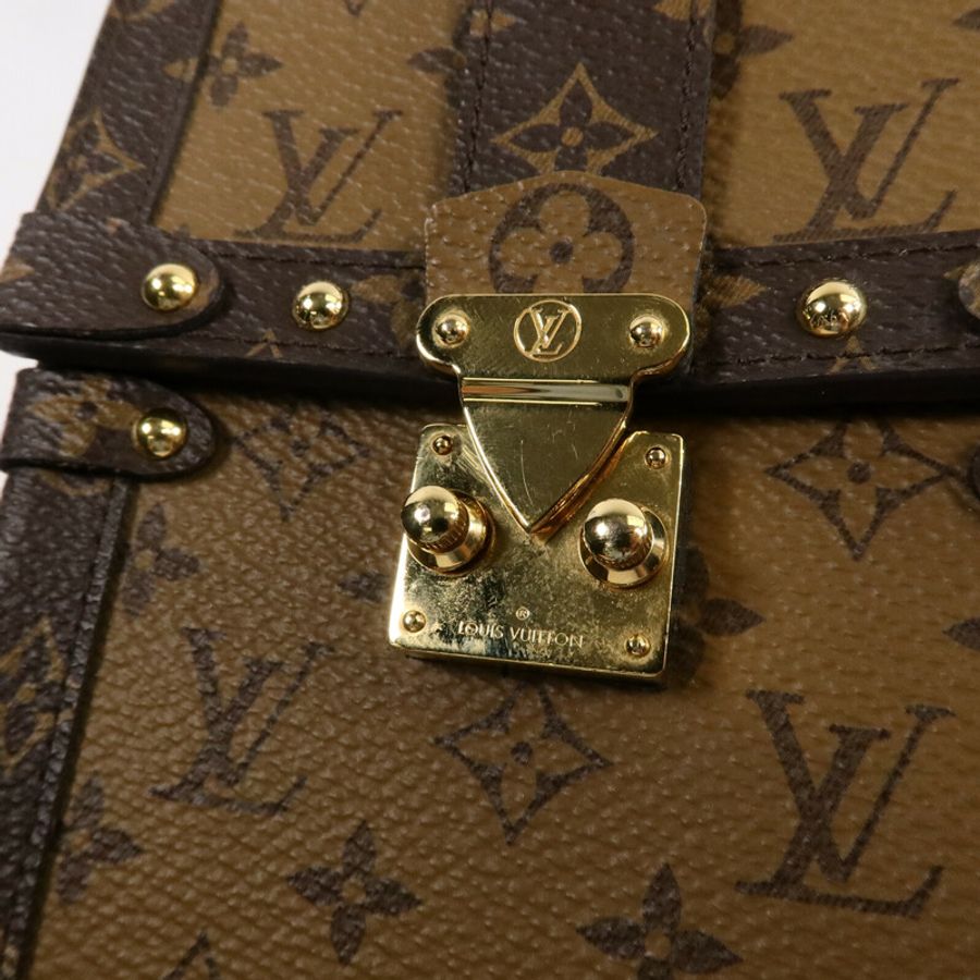 LOUIS VUITTON Monogram Reverse Trunk Vertical鏈帶肩背袋-6