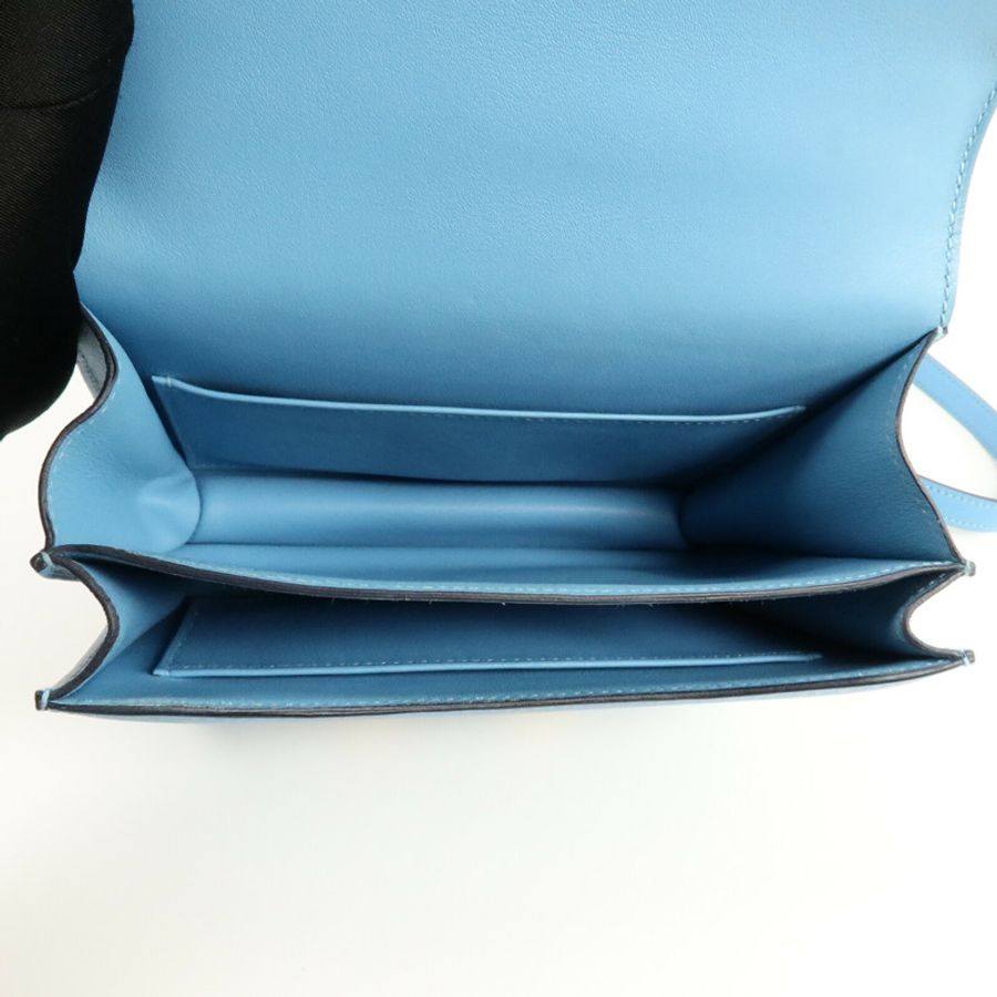 HERMES Swift皮革Constance Mini肩背袋Bleu Du Nord-4