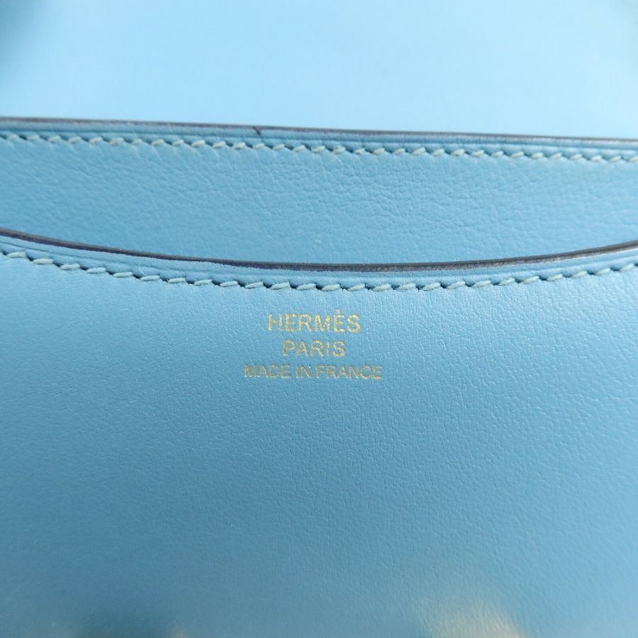 HERMES Swift皮革Constance Mini肩背袋Bleu Du Nord-5