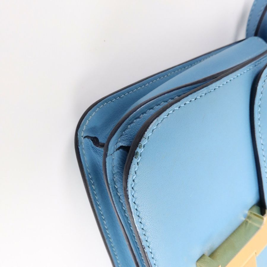 HERMES Swift皮革Constance Mini肩背袋Bleu Du Nord-11