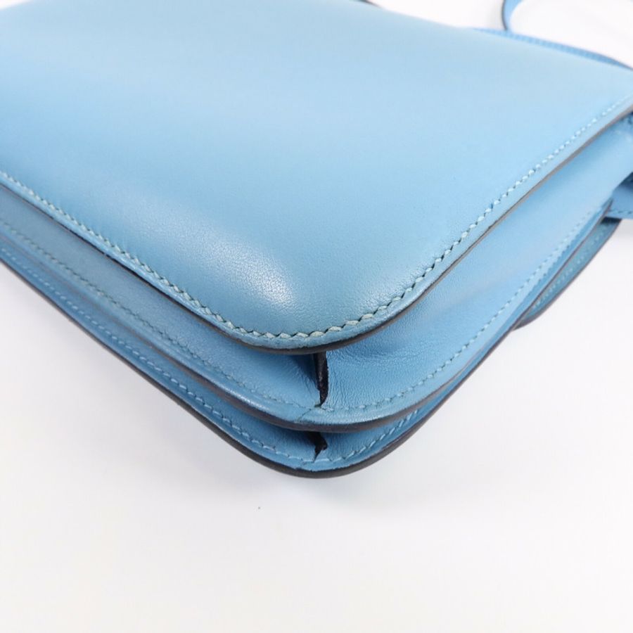 HERMES Swift皮革Constance Mini肩背袋Bleu Du Nord-12