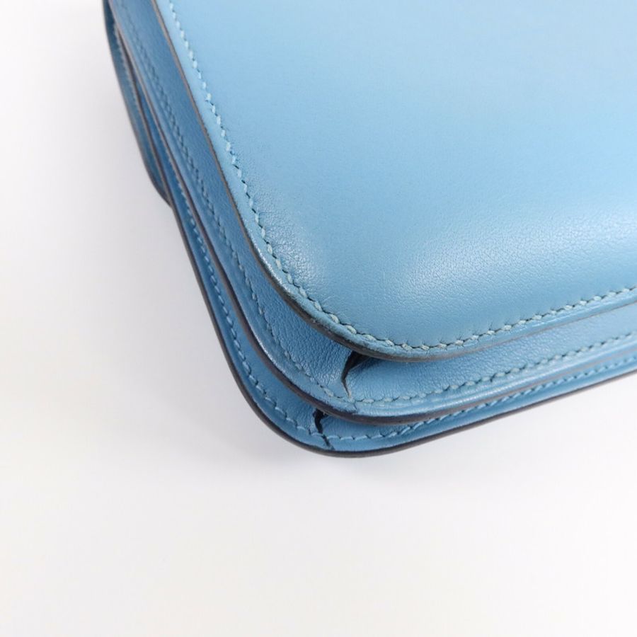 HERMES Swift皮革Constance Mini肩背袋Bleu Du Nord-13