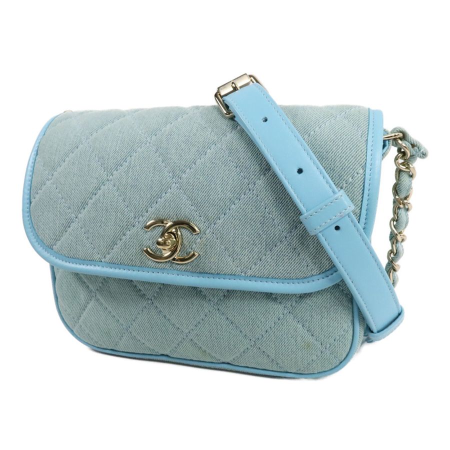 CHANEL 牛仔布Small Messenger Bag鏈帶肩背袋-2