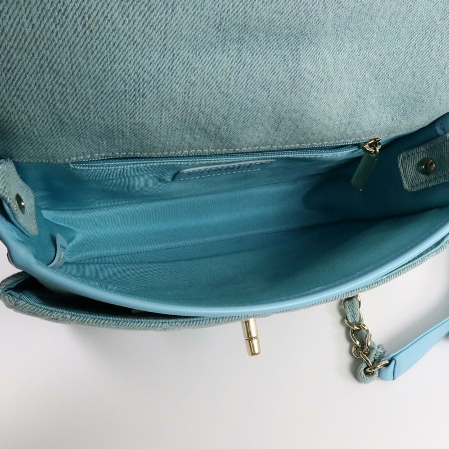 CHANEL 牛仔布Small Messenger Bag鏈帶肩背袋-4