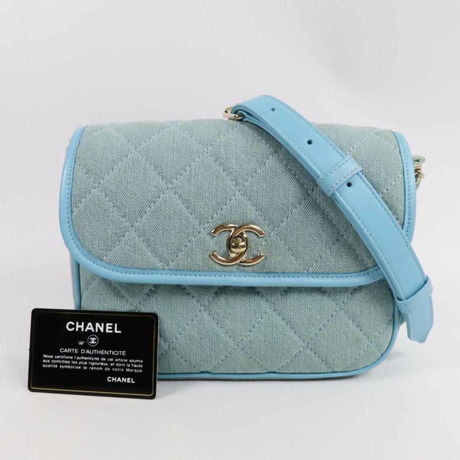 CHANEL 牛仔布Small Messenger Bag鏈帶肩背袋-9