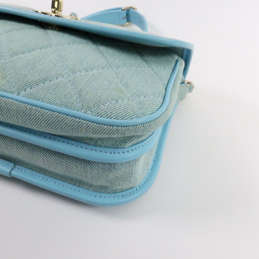CHANEL 牛仔布Small Messenger Bag鏈帶肩背袋-10