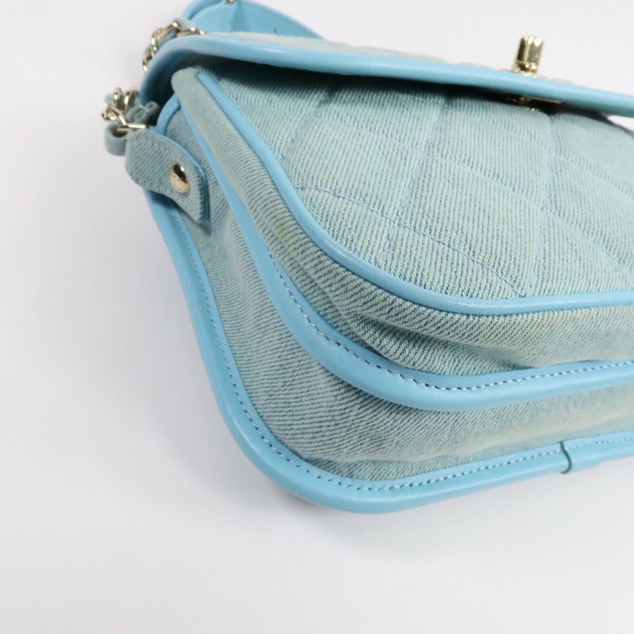 CHANEL 牛仔布Small Messenger Bag鏈帶肩背袋-11
