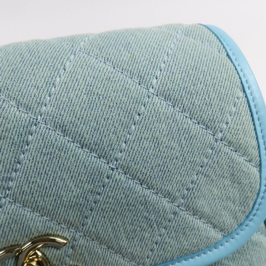 CHANEL 牛仔布Small Messenger Bag鏈帶肩背袋-18