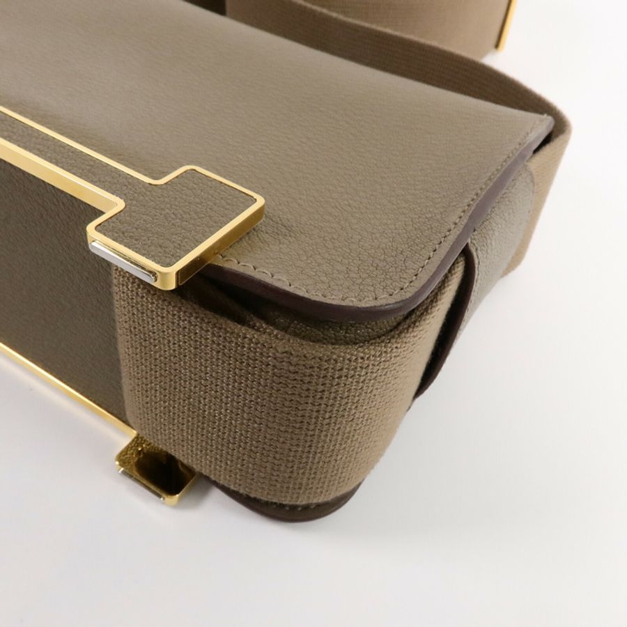 HERMES Chevre皮革Geta肩背袋Etoupe-8