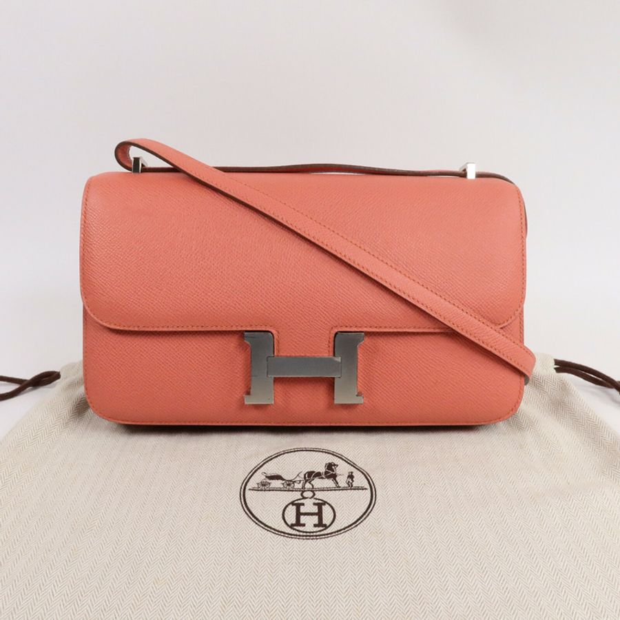 HERMES Epsom皮革Constance Elan肩背袋Crevette-8
