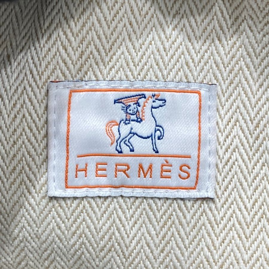 HERMES 愛馬仕 H103587M01 BRIDE-A-BRAC 大號H帆布收納包 帆布 白色 銀釦-12