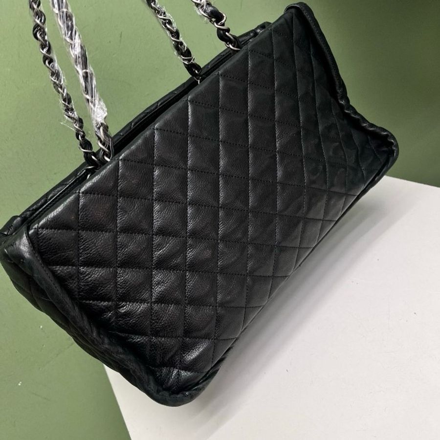 香奈兒/Chanel 黑色外縫線法棍托特肩背包-6