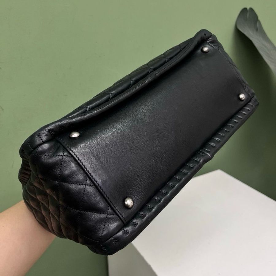 香奈兒/Chanel 黑色外縫線法棍托特肩背包-7