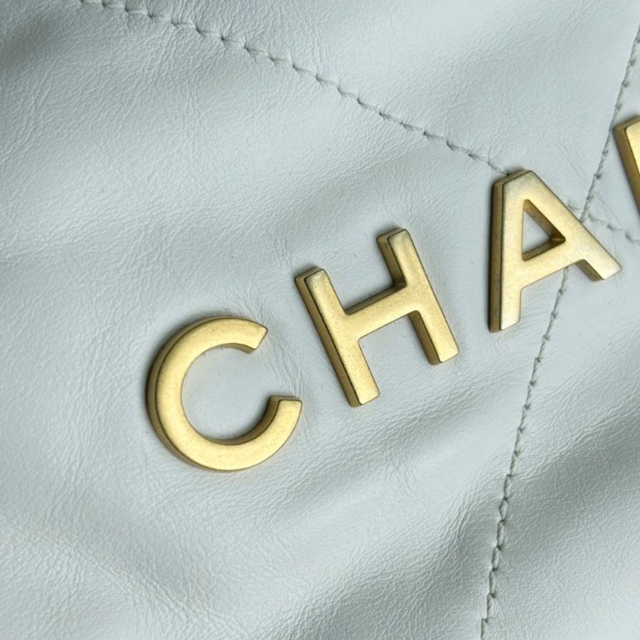 ::CHANEL:: AS3980 金LOGO 白色皮革手提包 斜背包 22 bag 迷你包-6
