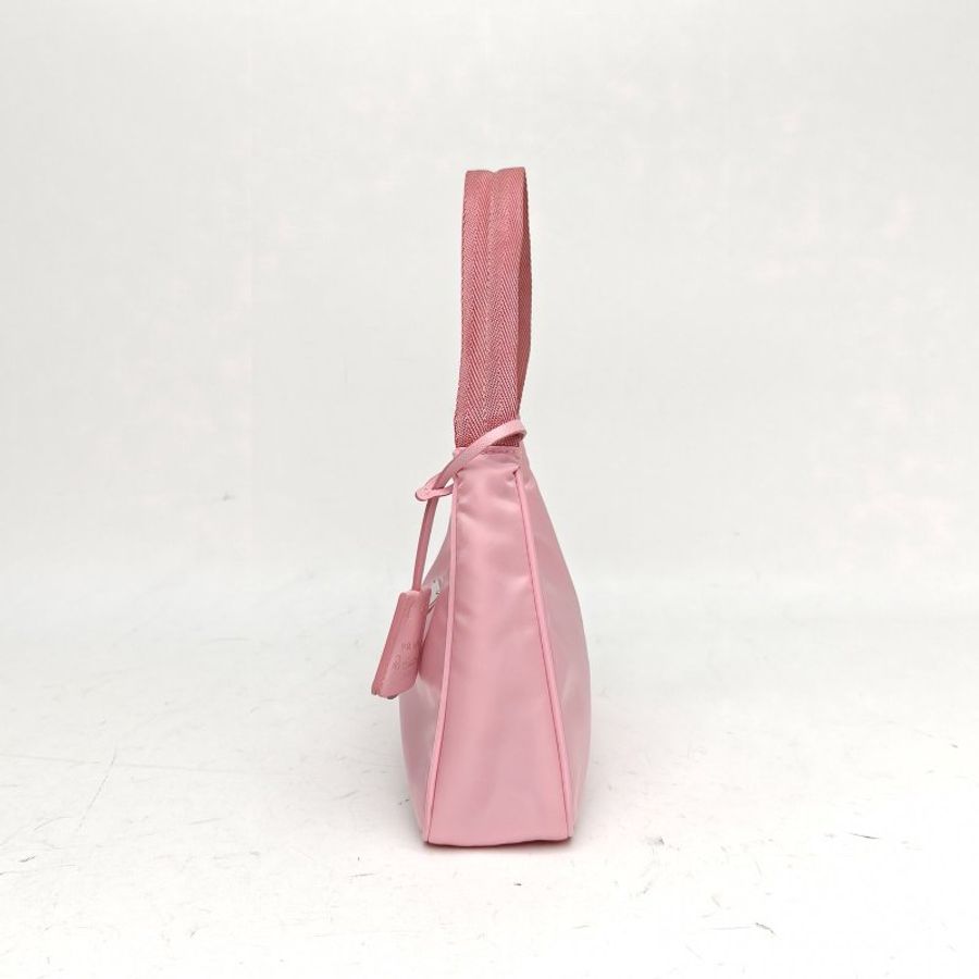 PRADA Hobo腋下包粉色尼龍銀扣肩背包-1