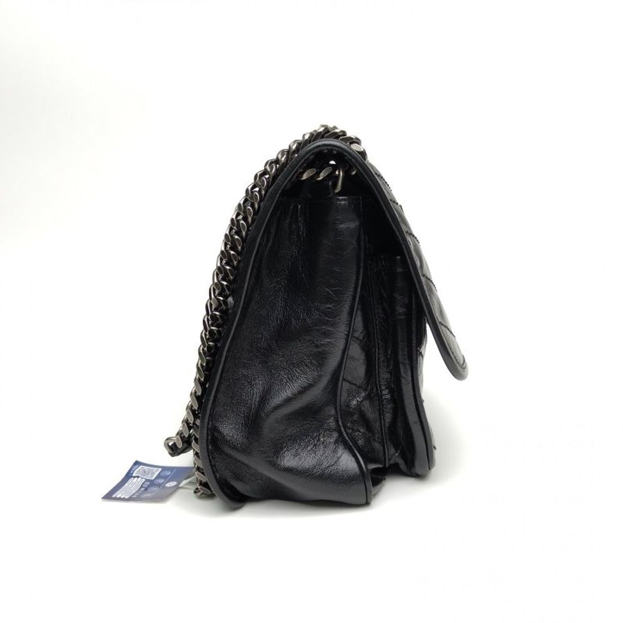 SAINT LAURENT Niki中號D扣黑色牛皮銀扣肩背包-3