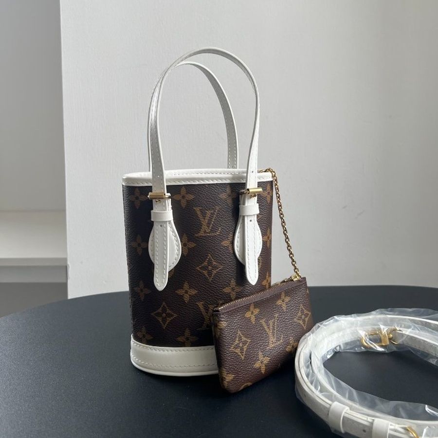 路易威登/Louis Vuitton Nano Bucket白邊老花水桶包-5