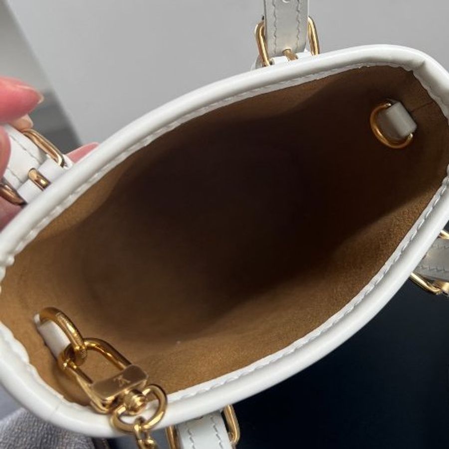 路易威登/Louis Vuitton Nano Bucket白邊老花水桶包-7