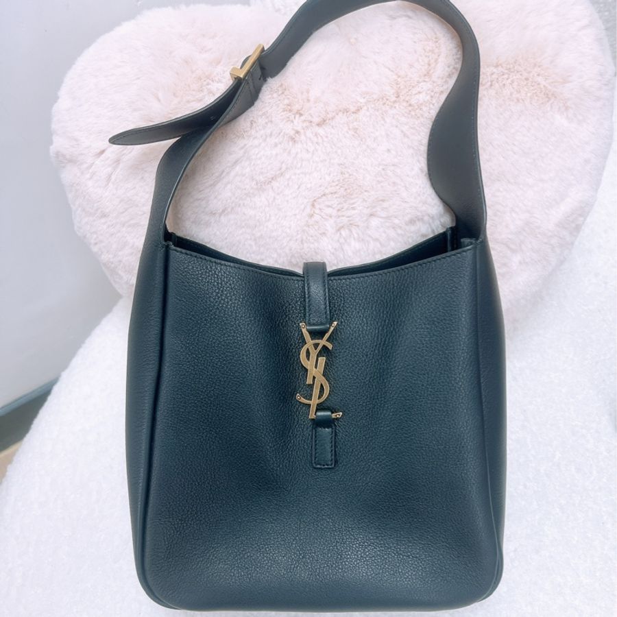 YSL le5a7 小號黑金肩背包/托特包-0