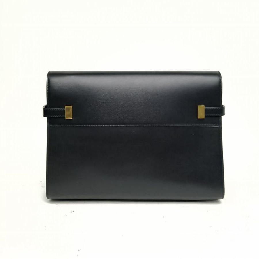 SAINT LAURENT MANHATTAN曼哈頓BOX中號黑色牛皮金扣肩背包-2