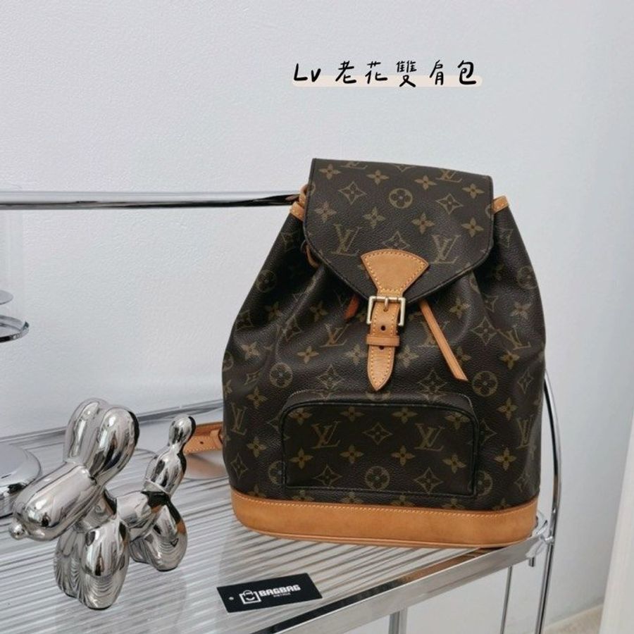 LV 中古老花雙肩包-0