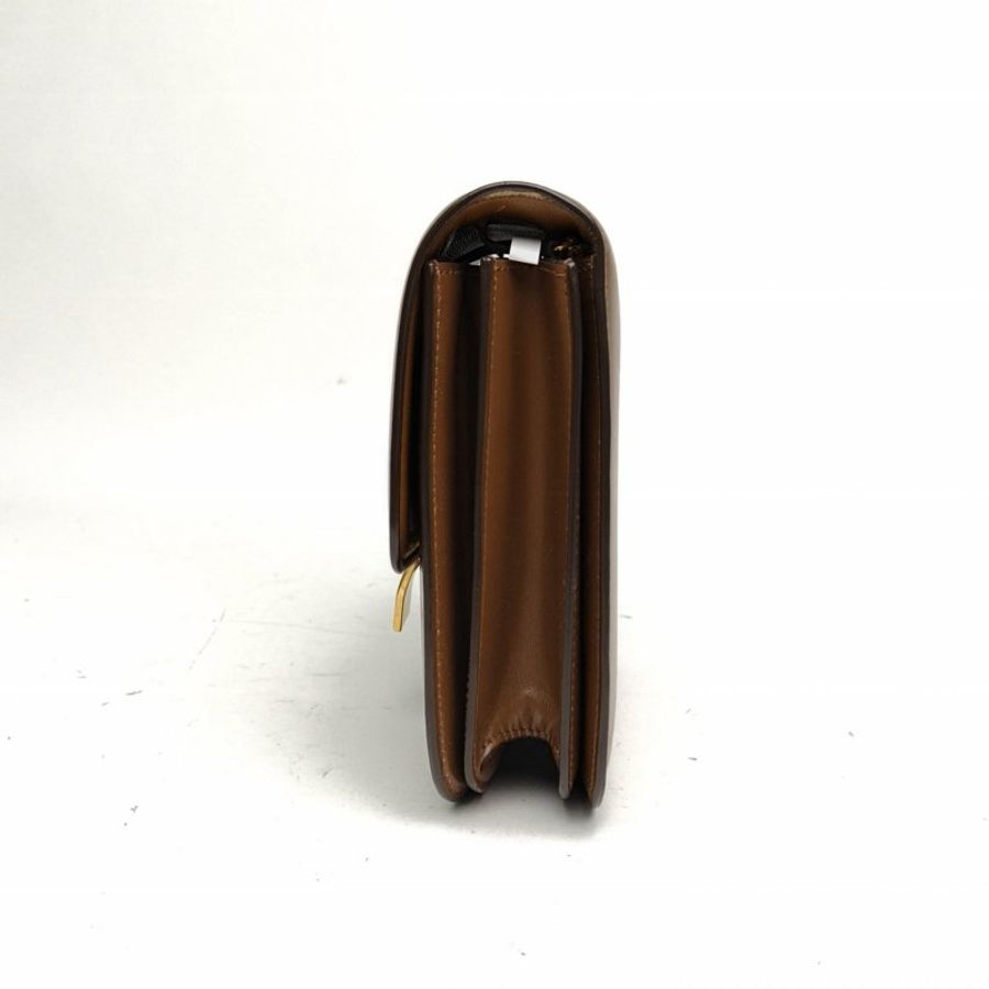 CELINE ClassicBox中號棕色牛皮金扣肩背包-1
