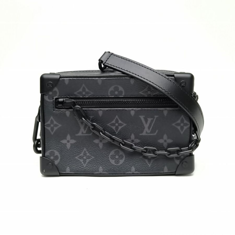 LOUIS VUITTON SoftTrunk軟盒子包迷你黑色PVC晶片老花肩背包-0