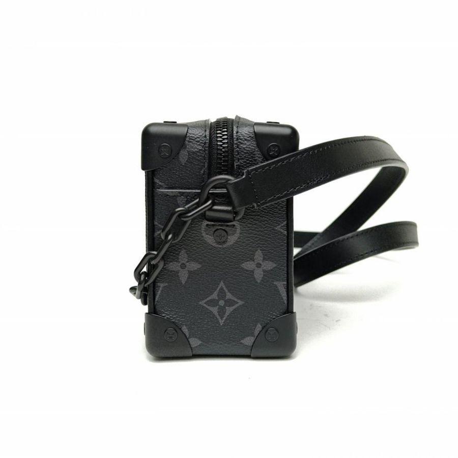 LOUIS VUITTON SoftTrunk軟盒子包迷你黑色PVC晶片老花肩背包-1