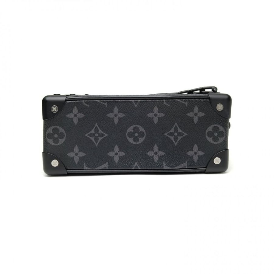 LOUIS VUITTON SoftTrunk軟盒子包迷你黑色PVC晶片老花肩背包-4