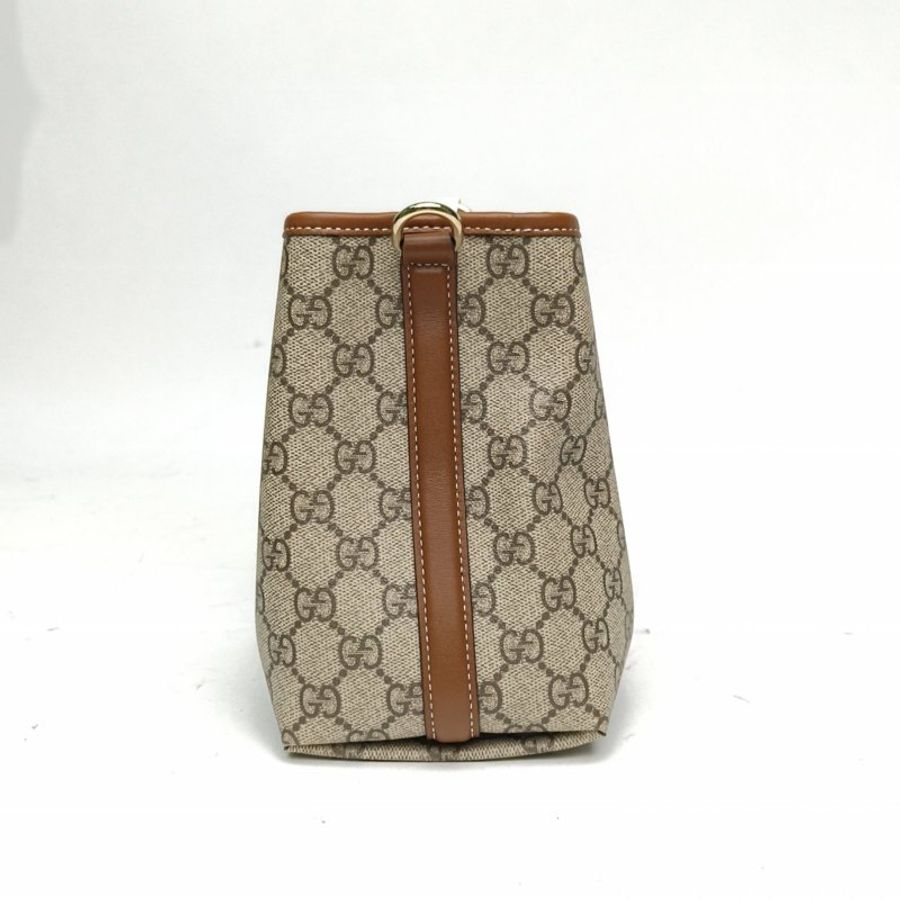 GUCCI 老花PVC淺金扣GGEmblem水桶mini肩背包-1