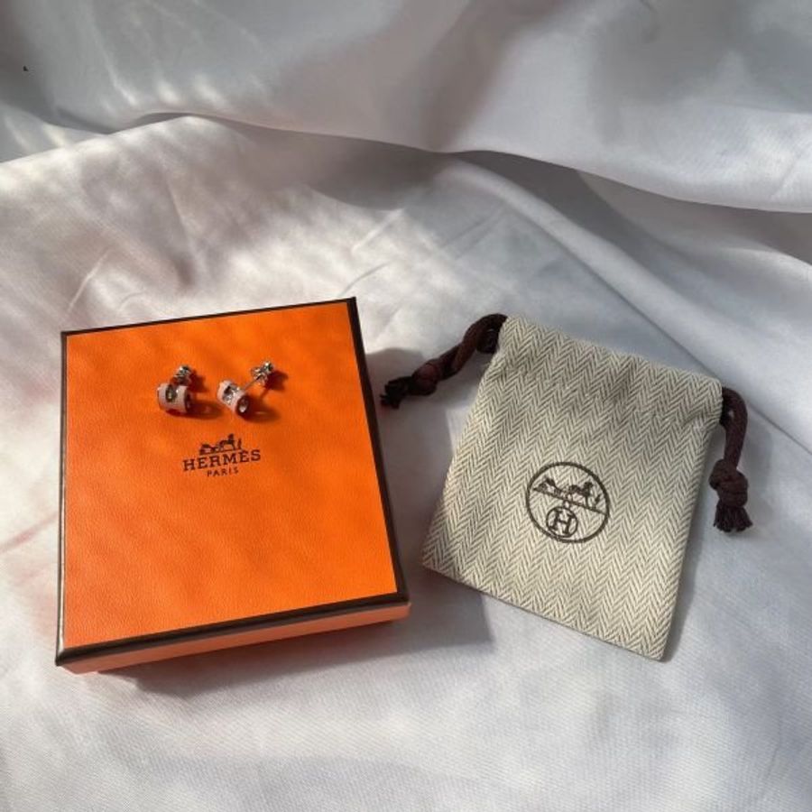 HERMES 愛馬仕 MINI POP H 耳針 粉色-4