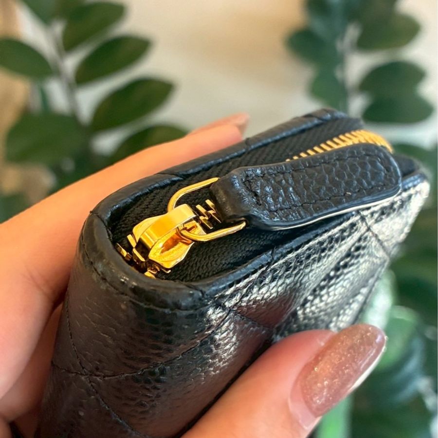 Chanel 黑荔枝金雙C零錢包👛超好用-10