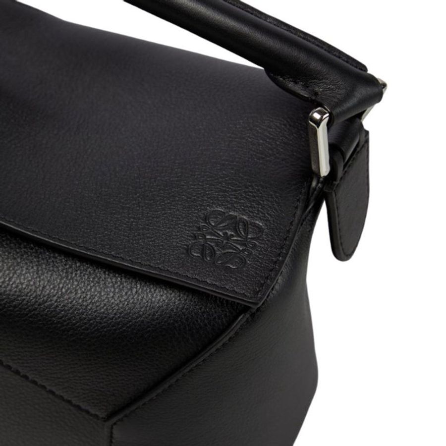【LOEWE 羅威】Small Puzzle 小款 經典小牛皮 拼圖包 幾何 拼接包 肩背包 黑色 (展示品)-1